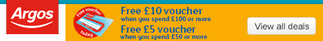 Free £10 voucher when you spend £100 or more. Free £5 voucher when you spend £50 or more.