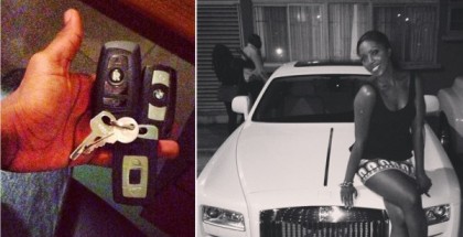 Wizkid-holds-Rolls-Royce-car-keys-Tiwa-poses-with-white-Rolls-Royce