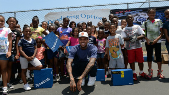 Chris Brown donates 1,000 sneakers to kids in Compton