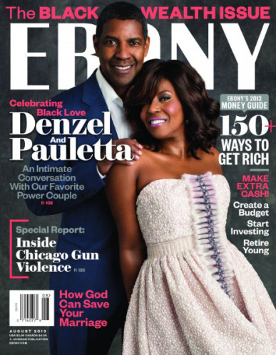 Denzel and Pauletta Washington grace cover August issue of Ebony
