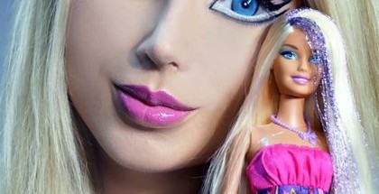 Human Barbie with Barbie (Valeria Lukyanova/Facebook)
