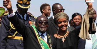 Grace Mugabe with her husband, Robert, in Harare. Photograph: Philimon Bulawayo/Reuters