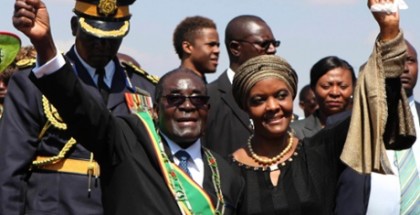 Grace Mugabe with her husband, Robert, in Harare. Photograph: Philimon Bulawayo/Reuters