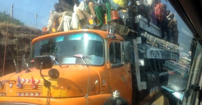 •People clinging to a lorry bound for Yola to escape the horrors of Boko Haram invasion of Mubi