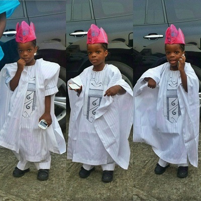 Wizkid’s Son Boluwatife Spotted In An Agbada Outfit [Photo]