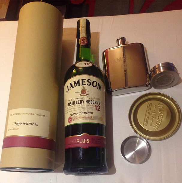 Big Brother Africa finalist, Tayo Faniran receives customised Whiskey from Jameson