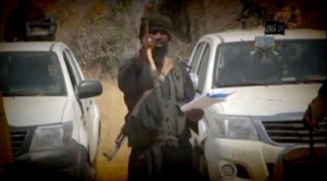 Screen grab taken on February 9, 2015 from a video made available by Islamist group Boko Haram shows its leader Abubakar Shekau making a statement at an undisclosed location (AFP Photo/)
