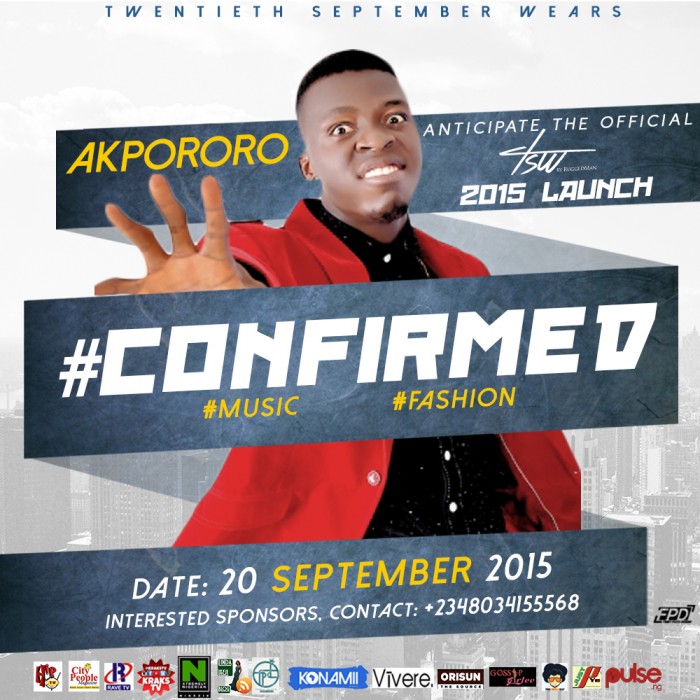 #Event: Comedian Akpororo confirmed & Ruggedmans TSW 2015 Launch looking good! #Tsw2015Launch